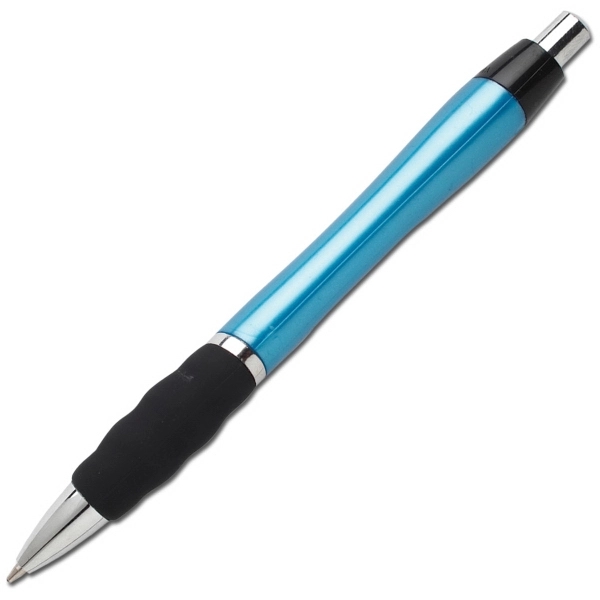 Retractable ballpoint pen with plastic contoured body and wavy soft touch... from ASI 58805 HPC Global / HPC Global