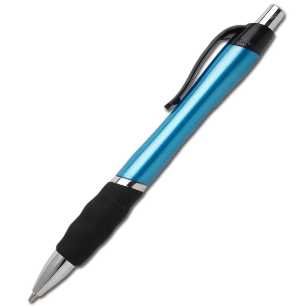 Retractable ballpoint pen with plastic contoured body and wavy soft touch... from ASI 58805 HPC Global / HPC Global