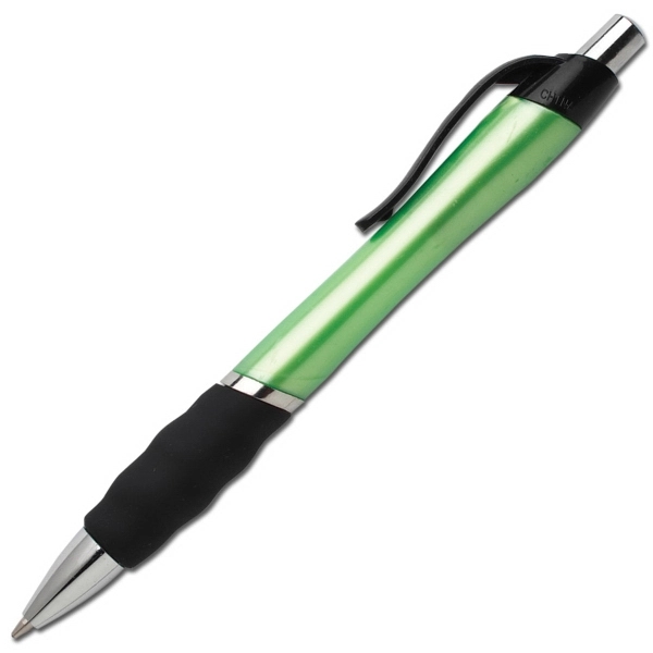 Retractable ballpoint pen with plastic contoured body and wavy soft touch... from ASI 58805 HPC Global / HPC Global