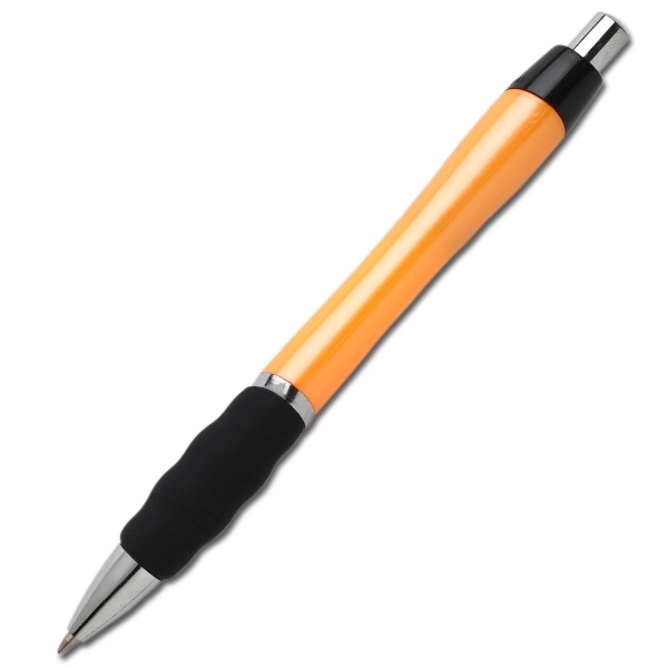 Retractable ballpoint pen with plastic contoured body and wavy soft touch... from ASI 58805 HPC Global / HPC Global