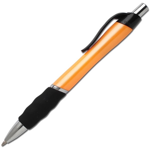 Retractable ballpoint pen with plastic contoured body and wavy soft touch... from ASI 58805 HPC Global / HPC Global