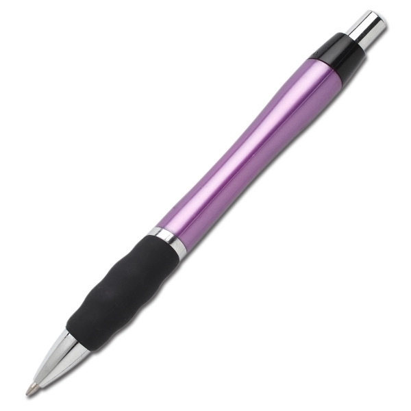 Retractable ballpoint pen with plastic contoured body and wavy soft touch... from ASI 58805 HPC Global / HPC Global