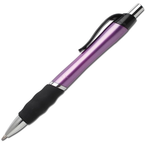 Retractable ballpoint pen with plastic contoured body and wavy soft touch... from ASI 58805 HPC Global / HPC Global