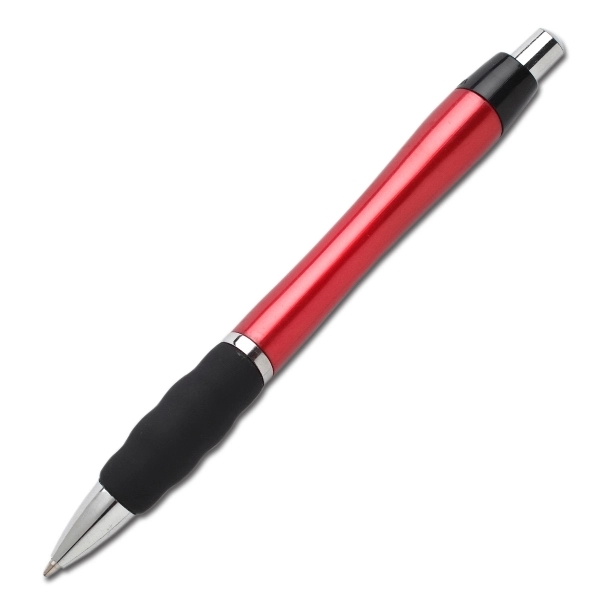 Retractable ballpoint pen with plastic contoured body and wavy soft touch... from ASI 58805 HPC Global / HPC Global