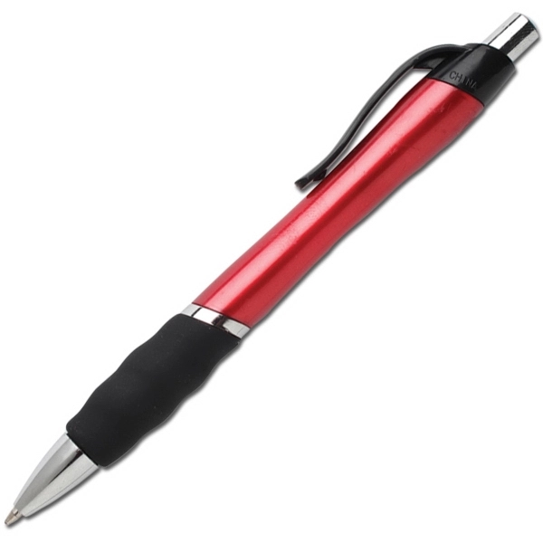 Retractable ballpoint pen with plastic contoured body and wavy soft touch... from ASI 58805 HPC Global / HPC Global
