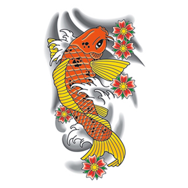 Traditional Orange Koi Fish Temporary Tattoo... from ASI 43530 California Tattoos