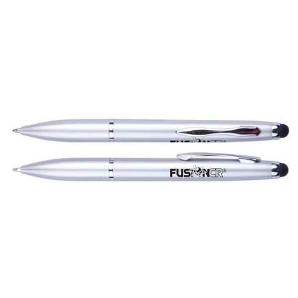 Silver metal ballpoint pen with stylus and customization.... from ASI 90859 Tempo Industries Inc / Tempoline