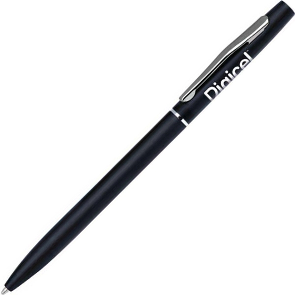Aluminum twist-action ballpoint pen with a slender body and silver accents.... from ASI 68190 Lungsal / Lungsal