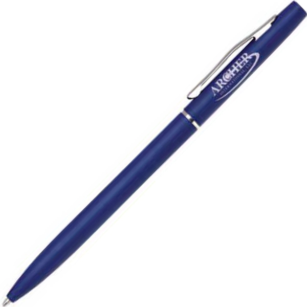 Aluminum twist-action ballpoint pen with a slender body and silver accents.... from ASI 68190 Lungsal / Lungsal