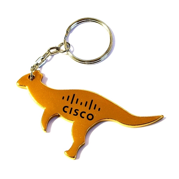 Dinosaur / kangaroo aluminum bottle opener with key chain.... from ASI 74585 Nu Promo International / Nu Promo Line