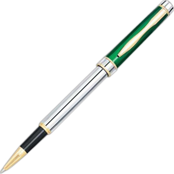 Metal cap-off rollerball pen with a sleek translucent color cap, chrome... from ASI 68190 Lungsal / Lungsal