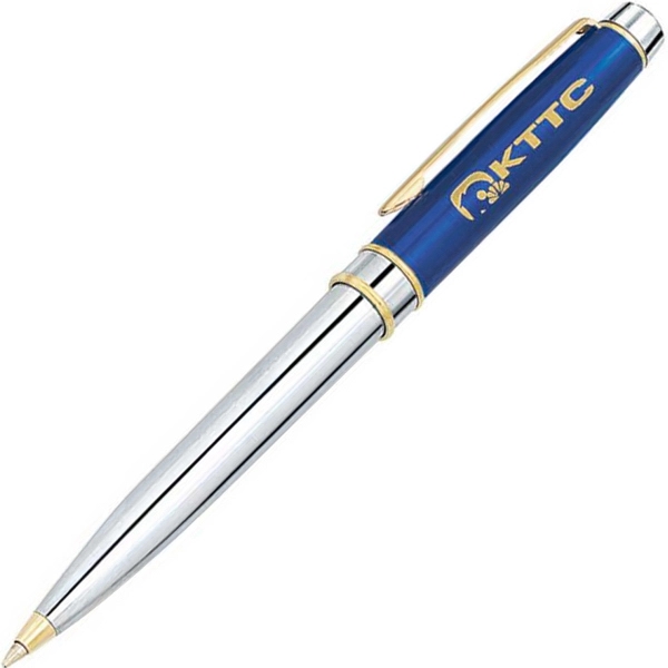 Metal twist-action ballpoint pen with a sleek translucent color cap, chrome... from ASI 68190 Lungsal / Lungsal