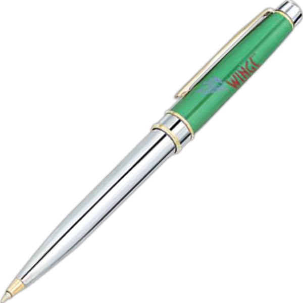 Metal twist-action ballpoint pen with a sleek translucent color cap, chrome... from ASI 68190 Lungsal / Lungsal