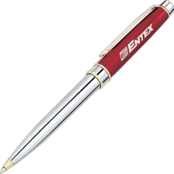 Metal twist-action ballpoint pen with a sleek translucent color cap, chrome... from ASI 68190 Lungsal / Lungsal