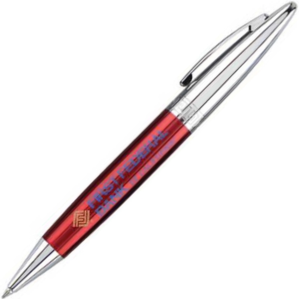 Brass twist-action ballpoint pen with a lacquered barrel and polished chrome... from ASI 68190 Lungsal / Lungsal