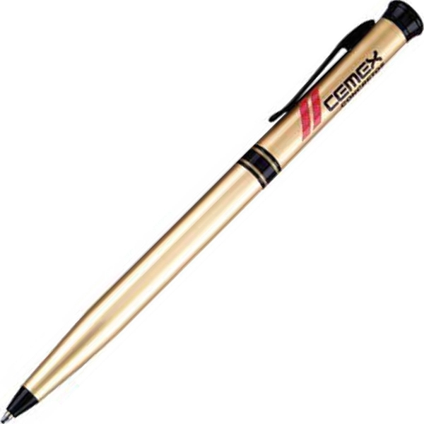 Solid brass twist-action ballpoint pen with a gold clip and trims... from ASI 68190 Lungsal / Lungsal