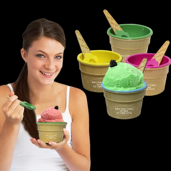 6 oz. plastic ice cream bowl and spoon set.... from ASI 42016 Brighter Promotions Inc / Chemical Light™