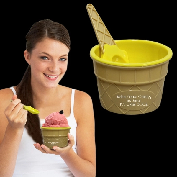 6 oz. plastic ice cream bowl and spoon set.... from ASI 42016 Brighter Promotions Inc / Chemical Light™
