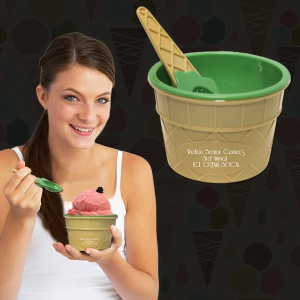 6 oz. plastic ice cream bowl and spoon set.... from ASI 42016 Brighter Promotions Inc / Chemical Light™