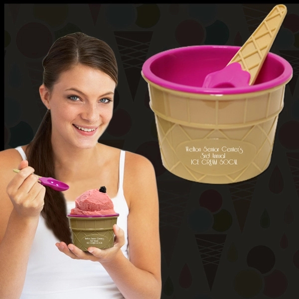 6 oz. plastic ice cream bowl and spoon set.... from ASI 42016 Brighter Promotions Inc / Chemical Light™