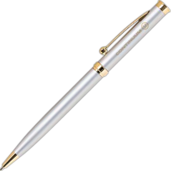 Brass twist-action ballpoint pen with a metallic colored barrel and gold... from ASI 68190 Lungsal / Lungsal