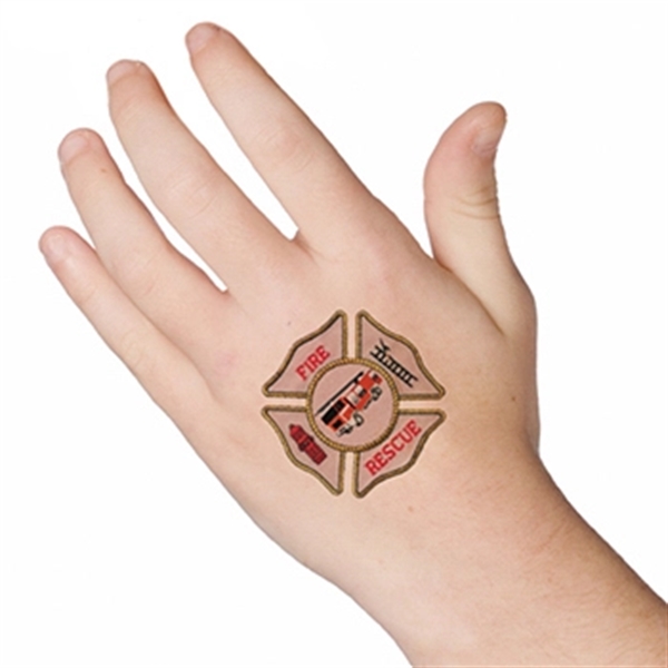 Fire Rescue patch shaped temporary tattoo, designed to last on the... from ASI 43530 California Tattoos