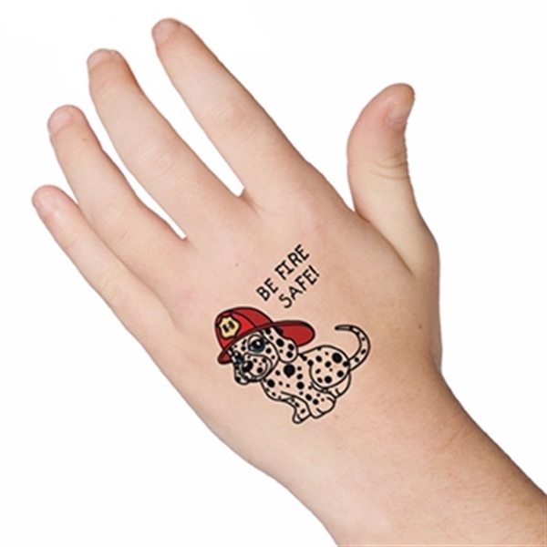 Adorable "Be Fire Safe" Dalmatian tattoo is fun for kids' safety... from ASI 43530 California Tattoos