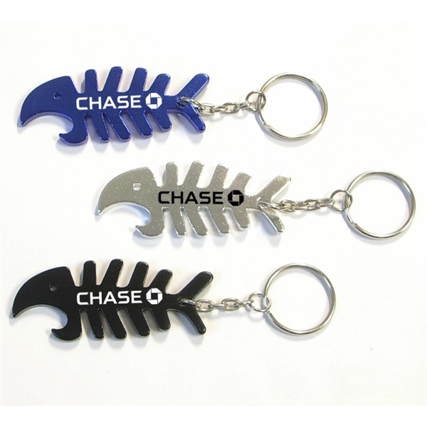 Fish bone shaped aluminum bottle opener with key chain.... from ASI 74585 Nu Promo International / Nu Promo Line