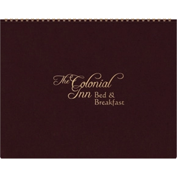 Horizontal monthly planner with wraparound leatherette cover, foil imprint & 15... from ASI 91340 Journalbooks/Timeplanner Calendars