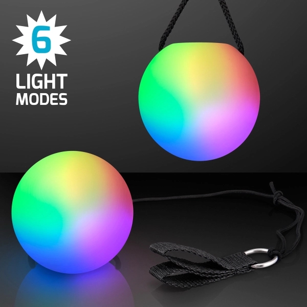 Light Color Change Poi Balls With 6 LED Functions... from ASI 34194 ALightPromos / Alight Promotional Products