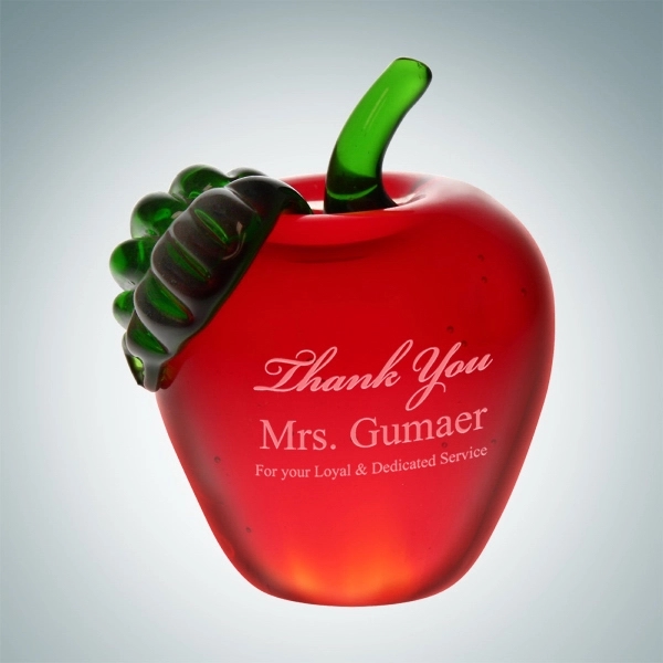 Red apple award made of molten glass with a stem and... from ASI 47791 Best Deal Awards / Best Deal Awards