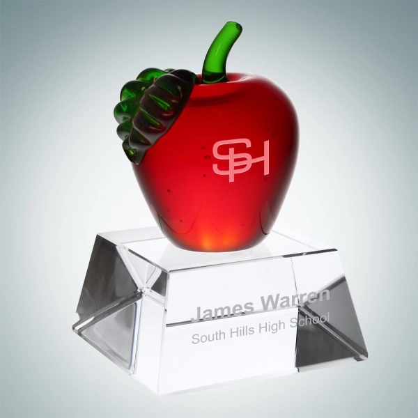 Red apple award made of molten glass with a stem, leaf,... from ASI 47791 Best Deal Awards / Best Deal Awards