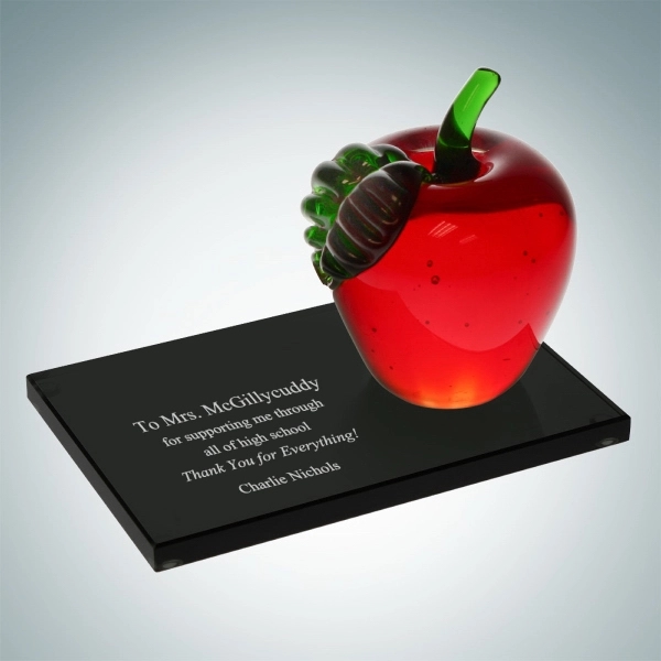 Red apple award made of molten glass with a stem, leaf,... from ASI 47791 Best Deal Awards / Best Deal Awards