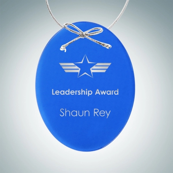 1/8" thick oval ornament with a hand-finished design, silver ribbon, and... from ASI 47791 Best Deal Awards