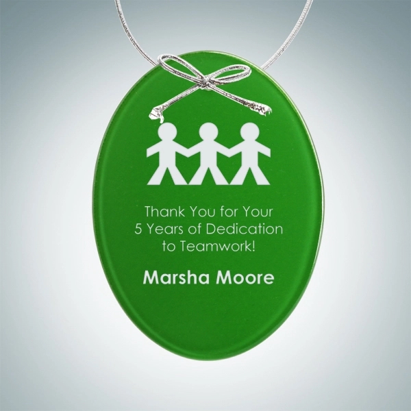 1/8" thick oval ornament with a hand-finished design, silver ribbon, and... from ASI 47791 Best Deal Awards