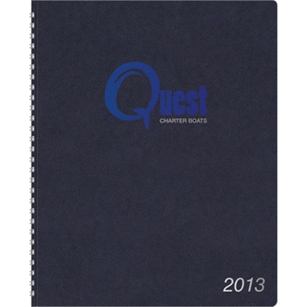 Wire-bound weekly planner with foil imprint and leatherette wraparound cover that... from ASI 91340 Journalbooks/Timeplanner Calendars