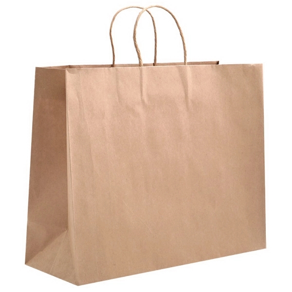 Kraft paper shopper, with unique foldover top and paper twist handles.... from ASI 92480 Uniflex / U F