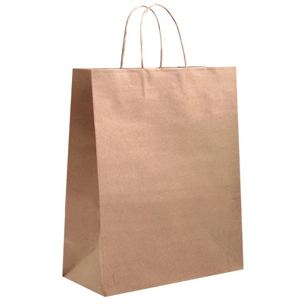 Kraft paper shopper, with unique foldover top and paper twist handles.... from ASI 92480 Uniflex / U F