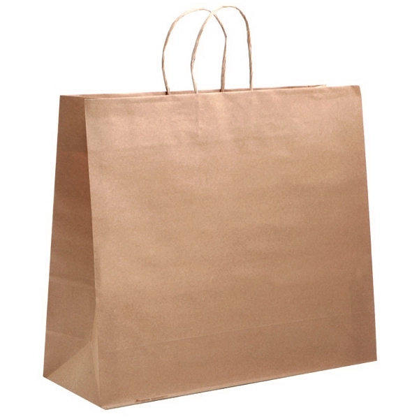 Kraft paper shopper, with unique foldover top and paper twist handles.... from ASI 92480 Uniflex / U F