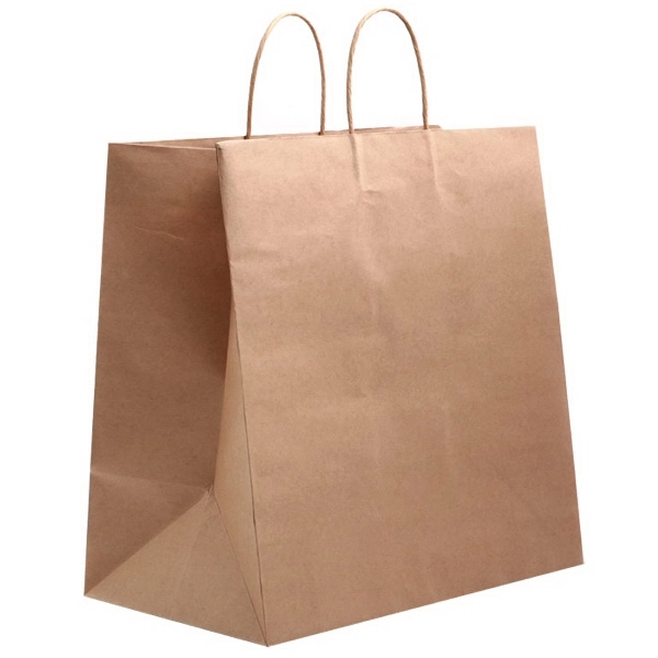 Kraft paper shopper, with unique foldover top and paper twist handles.... from ASI 92480 Uniflex / U F