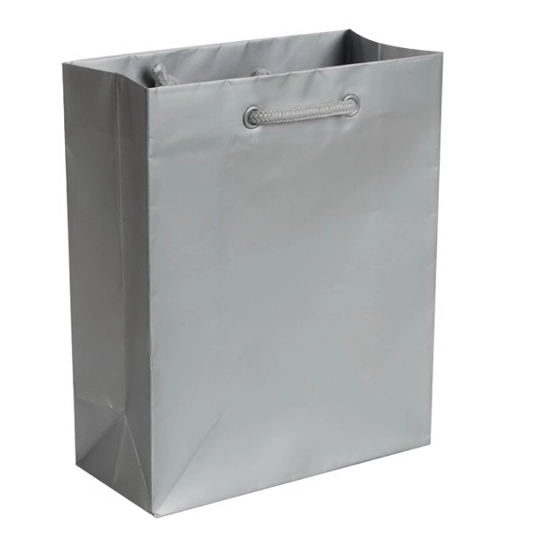 Matte laminated color laminate bag with macrame handles. 6" x 3'... from ASI 92480 Uniflex / U F