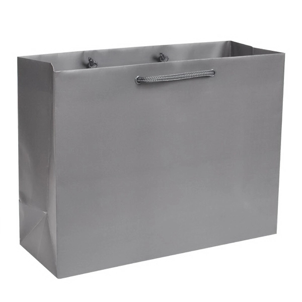 Matte Laminated color laminate bag with macrame handles. 13" x 5"... from ASI 92480 Uniflex / U F