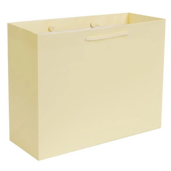 Matte Laminated color laminate bag with macrame handles. 13" x 5"... from ASI 92480 Uniflex / U F