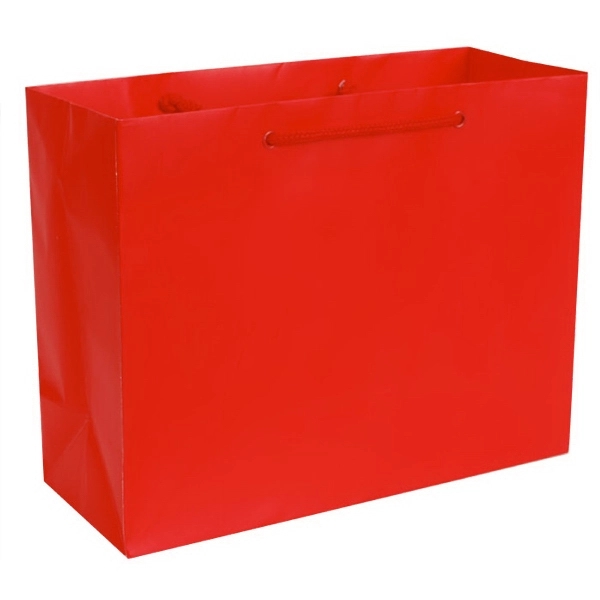 Matte Laminated color laminate bag with macrame handles. 13" x 5"... from ASI 92480 Uniflex / U F