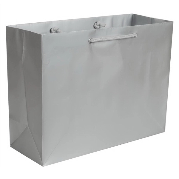 Matte Laminated color laminate bag with macrame handles. 13" x 5"... from ASI 92480 Uniflex / U F