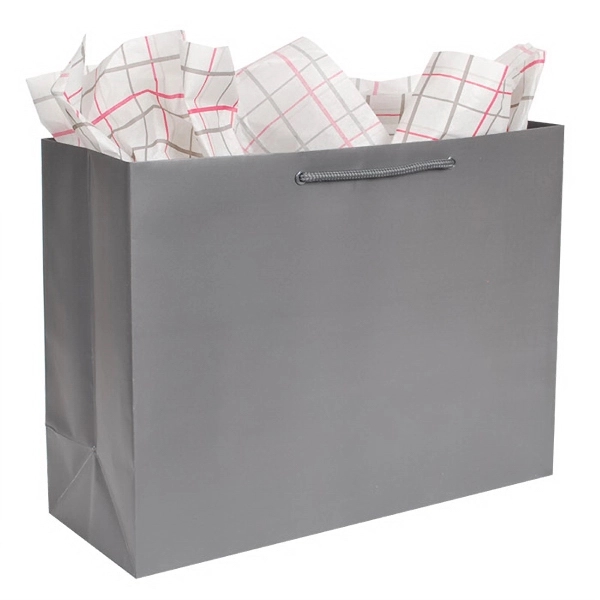 Matte Laminated color laminate bag with macrame handles. 16" x 6"... from ASI 92480 Uniflex / U F