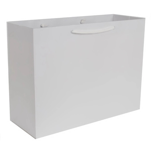 Matte Laminated color laminate bag with macrame handles. 16" x 6"... from ASI 92480 Uniflex / U F