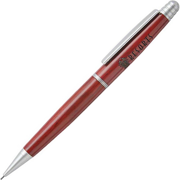 Twist-action mechanical pencil with shiny chrome trim, brown wood barrel and... from ASI 68190 Lungsal / Lungsal