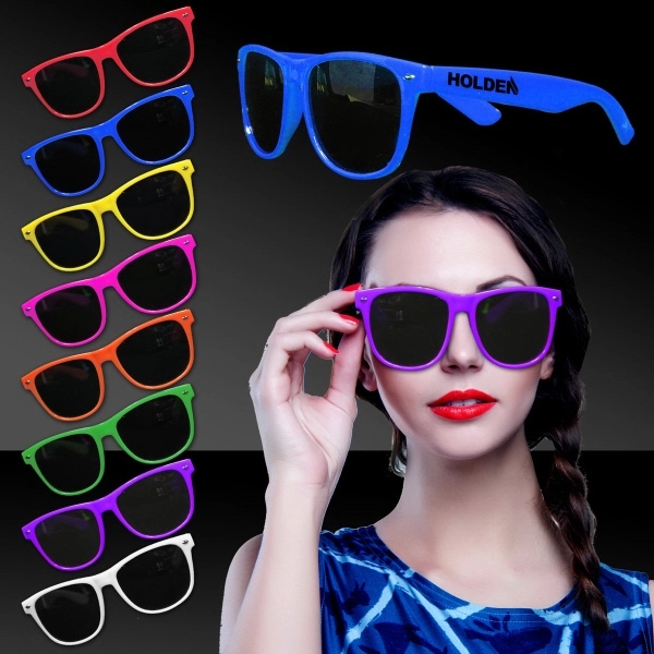 Premium sunglasses with colorful glossy plastic frames.... from ASI 42016 Brighter Promotions Inc / Chemical Light™