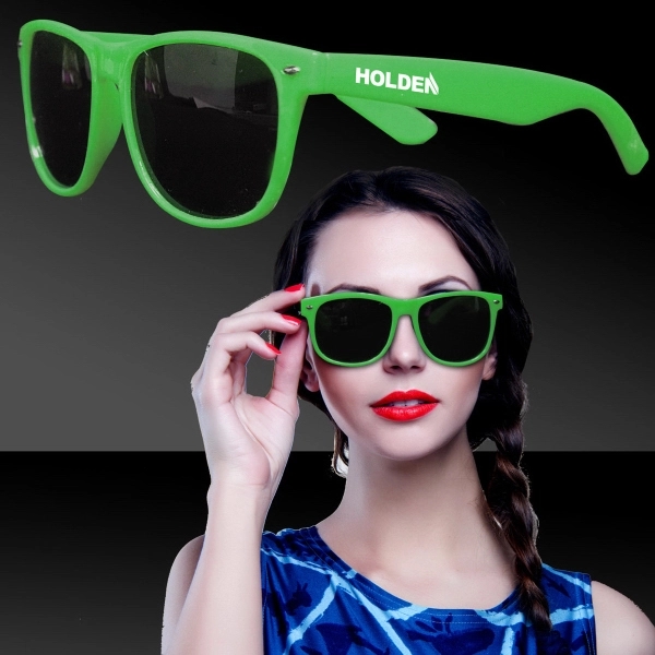 Premium sunglasses with colorful glossy plastic frames.... from ASI 42016 Brighter Promotions Inc / Chemical Light™